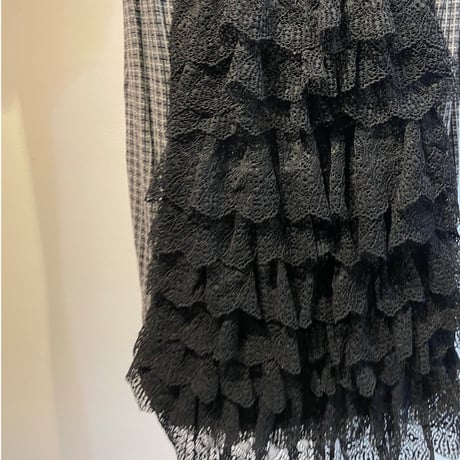 Check and lace design one-piece