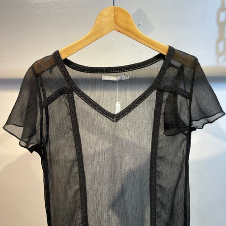 Euro black dot design see-through one-piece