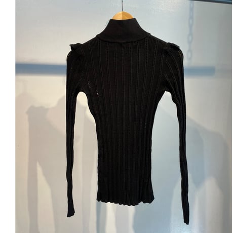 GUESS frill design half zip rib knit