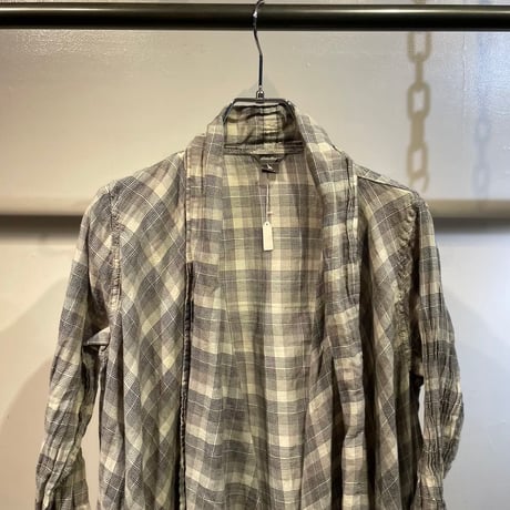 Grunge design check irregular hem shirts jacket