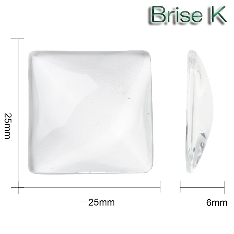 クリアガラスカボション☆25mm☆スクエア型5個 | ☆Brise-K☆