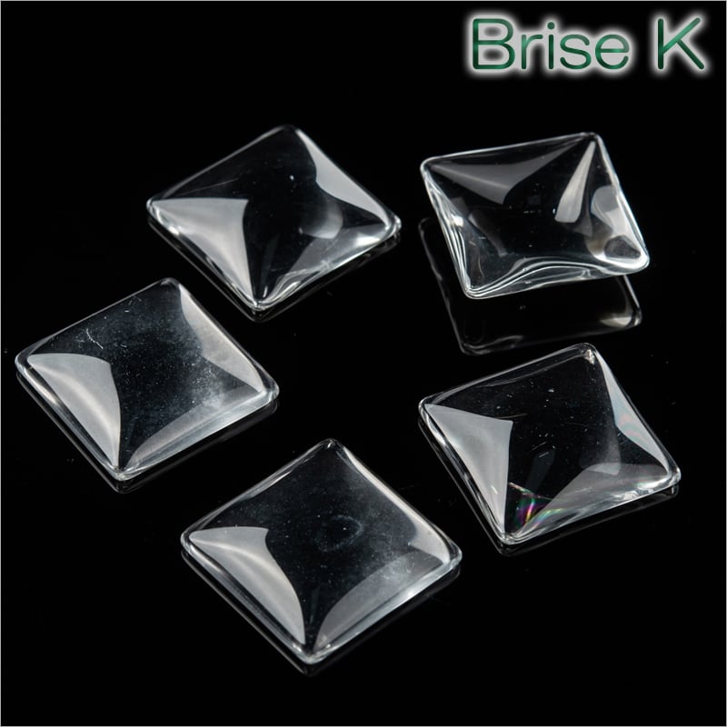 クリアガラスカボション☆25mm☆スクエア型5個 | ☆Brise-K☆