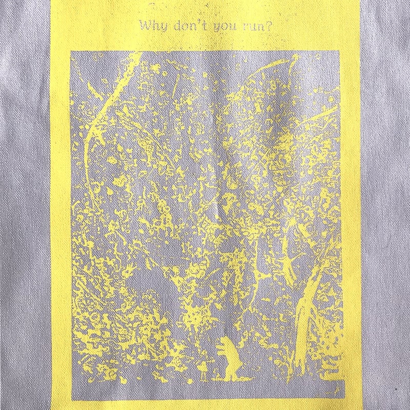 コットントートバック「Why don't you run?」グレー×イエロー | MICHI