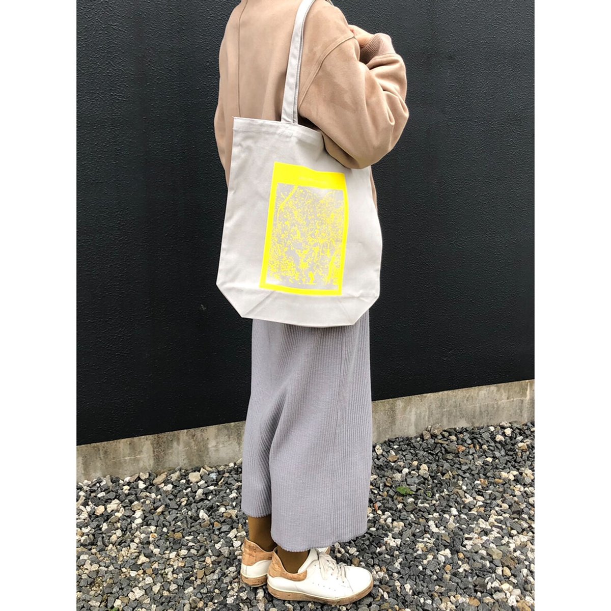 コットントートバック「Why don't you run?」グレー×イエロー | MICHI