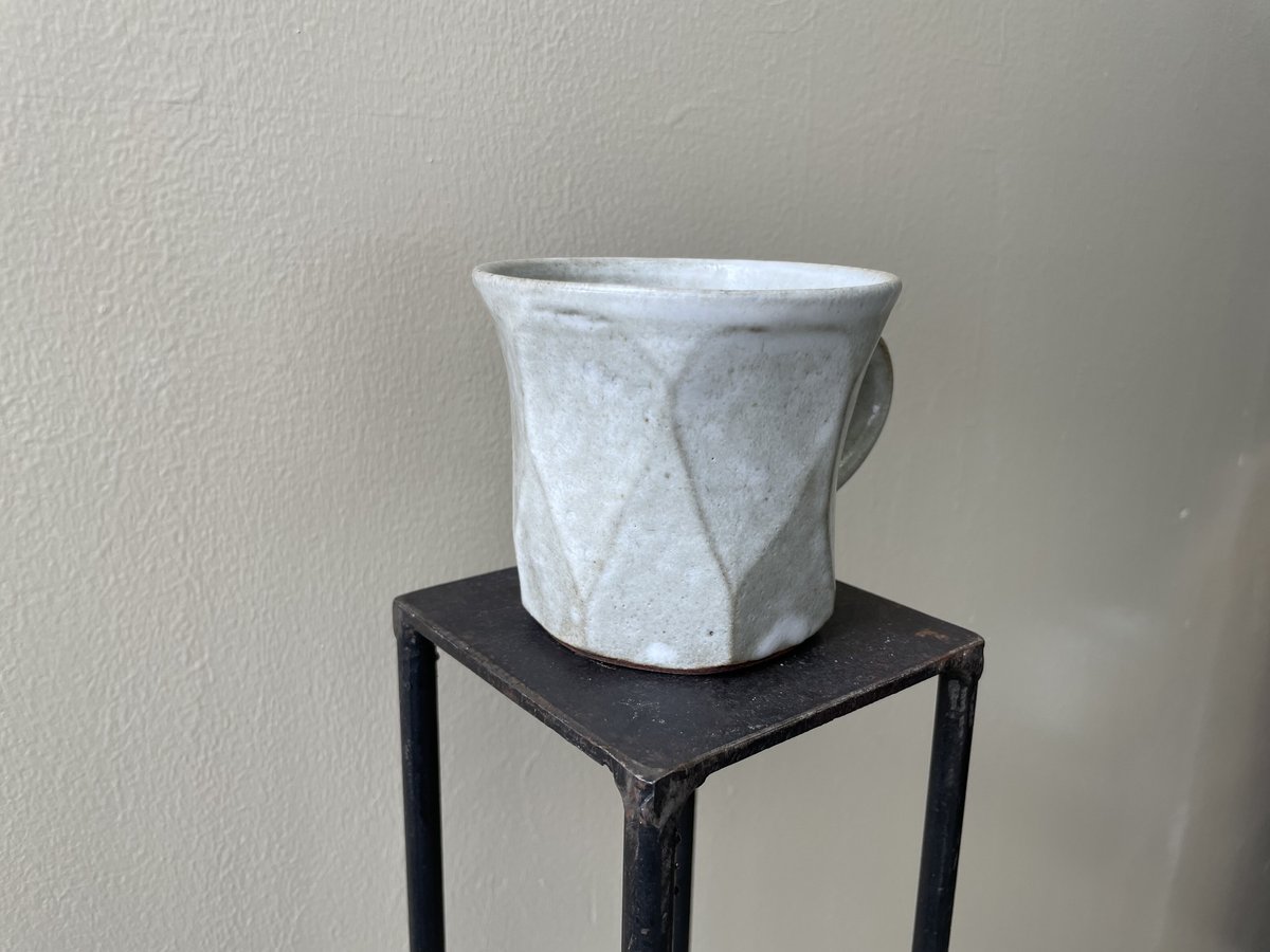 福光焼　白釉面取水差し 福光焼 白釉面取水差し