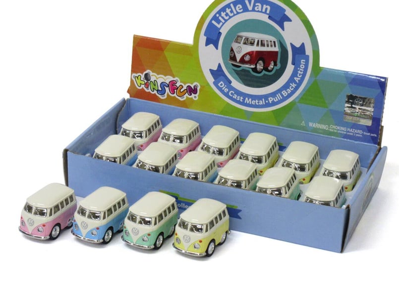 KiNSFUN ミニカー 2”リトルワーゲンバス パステル 4色アソート