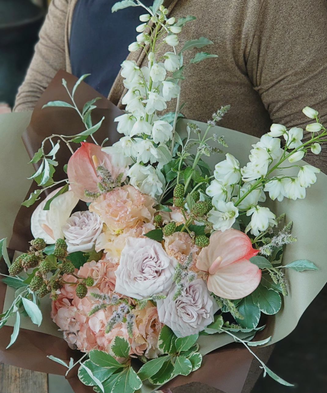 【maarui】春色の花束　生花　宅急便 遅れてごめんね【Mother's Month】特選花束ML「桃花鴇色