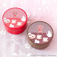Gakuen Alice collaboration Two-color can set with Mr. Bear's tea party print 学園アリスコラボ ベアのお茶会柄缶2色セット