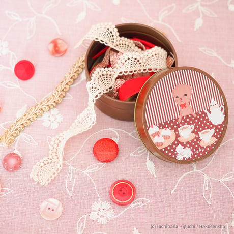 Gakuen Alice collaboration Two-color can set with Mr. Bear's tea party print 学園アリスコラボ ベアのお茶会柄缶2色セット