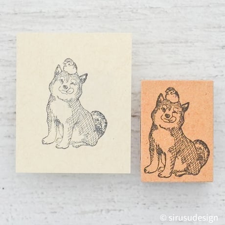 柴犬とスズメ