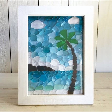 beach glass mosaic picture（ヤシの木とビーチ）