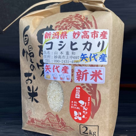 矢代産コシヒカリ(白米) 2kg