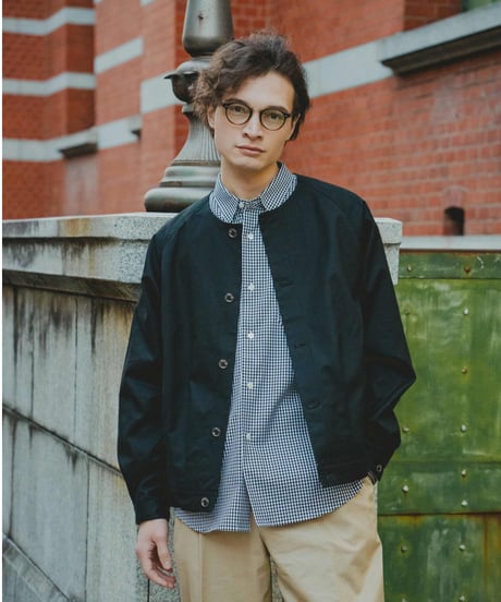 #-05 Ventile gabardine nocollar blouson  (Black)