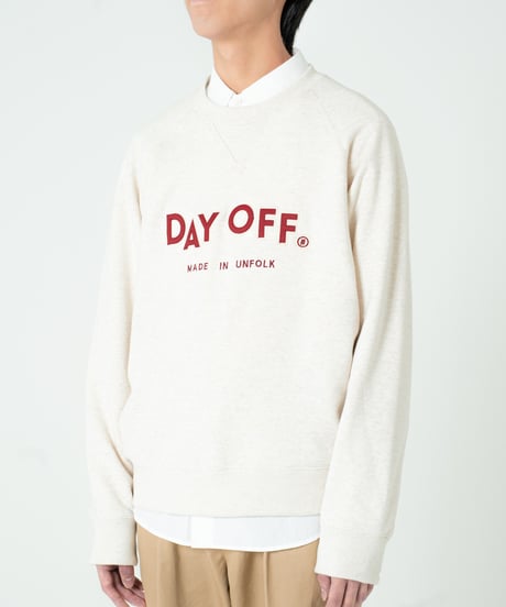 #-80 "DAYOFF" loose embroidery sweat (Ivory)