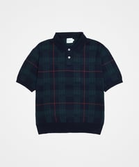 #-82 14G tartan check cotton knit polo (Green)