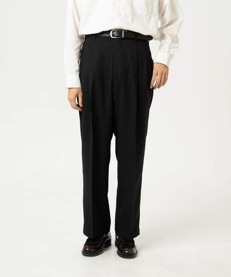 #-47 Wool mix 2tuck slacks (Black)