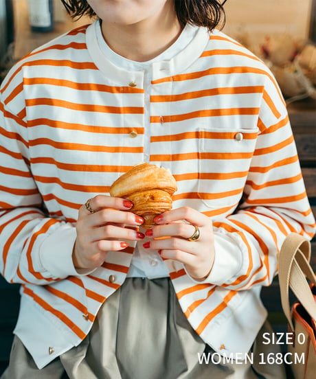 #-19 Heavy weight border cardigan (Orange)
