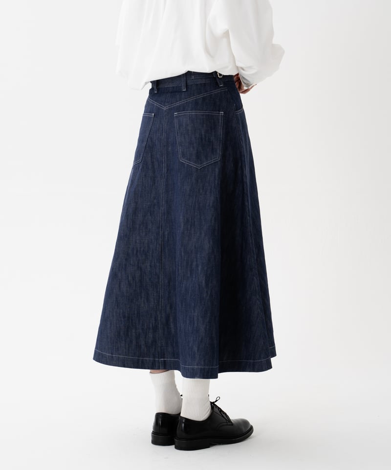 58 EX. Rigid denim flare skirt | UNFOLK