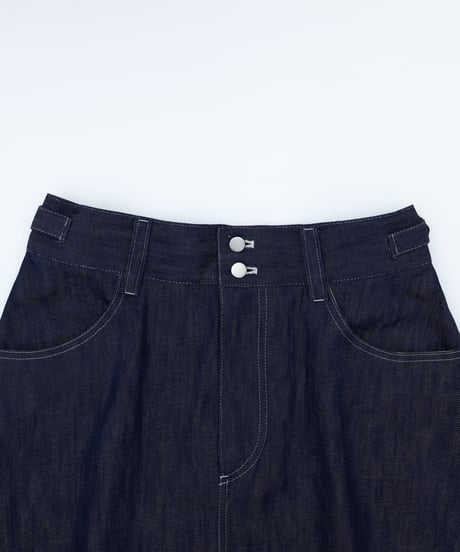 #-58 EX. Rigid denim flare skirt