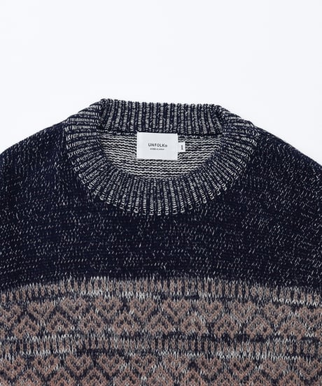 #-68 Fair isle pattern jacquard knit (Navy)