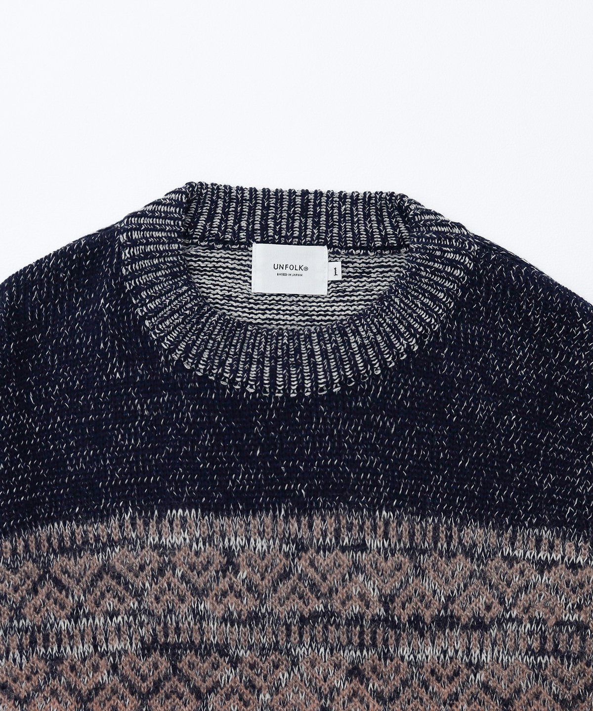 68 Fair isle pattern jacquard knit (Navy) | U