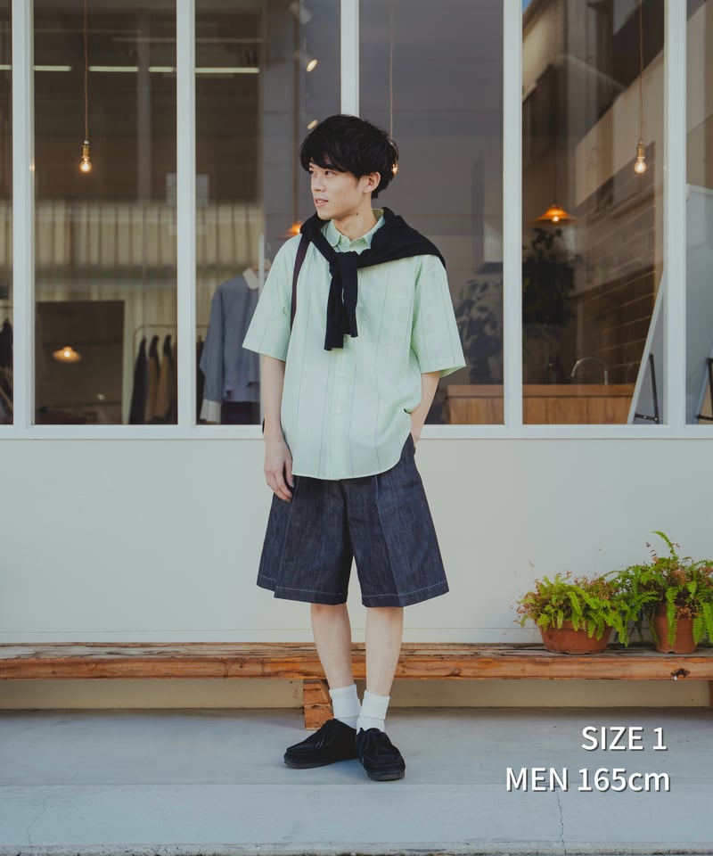 63 Rigid denim 2tuck shorts | UNFOLK
