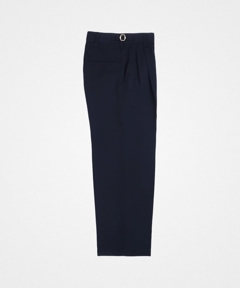 47 Wool mix 2tuck slacks (Navy) | UNFOLK