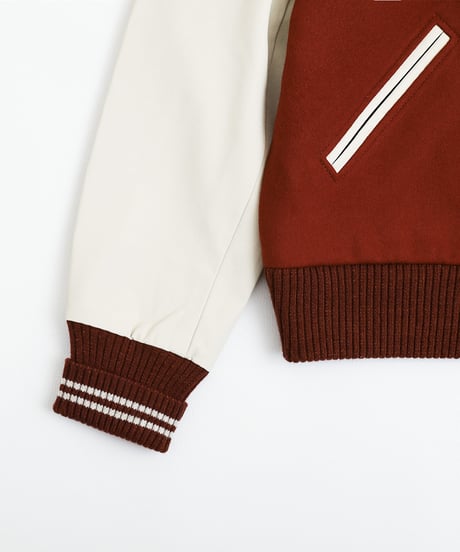 #-50 Wool melton relax varsity jacket (Burgandy)