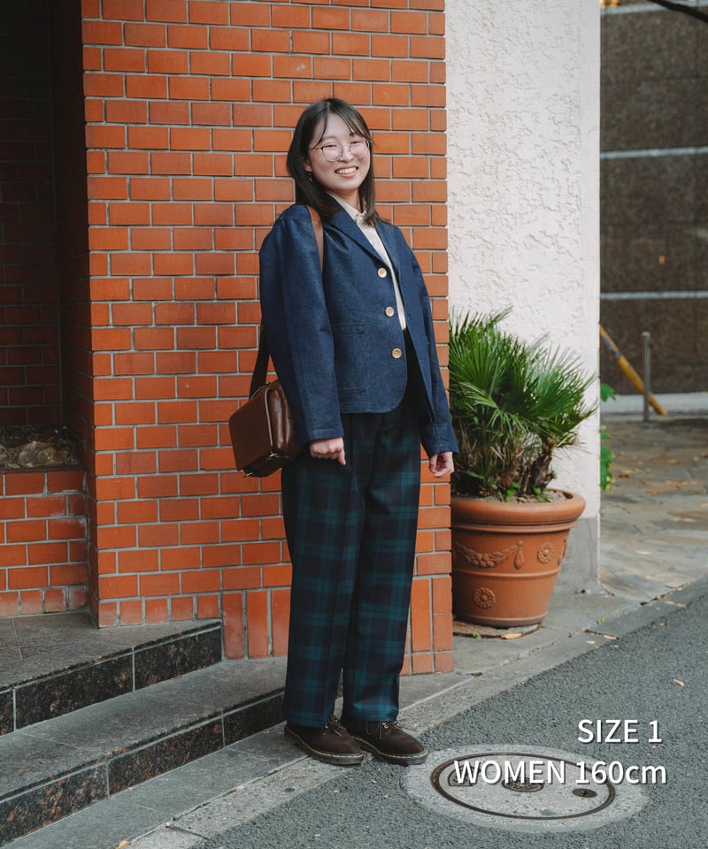パンツ UNFOLK 2tuck straight check pants 75 W/P gabardine 2tuck straight check pants |