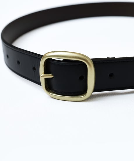 #-69 Round buckle reversible leather belt (Gold)
