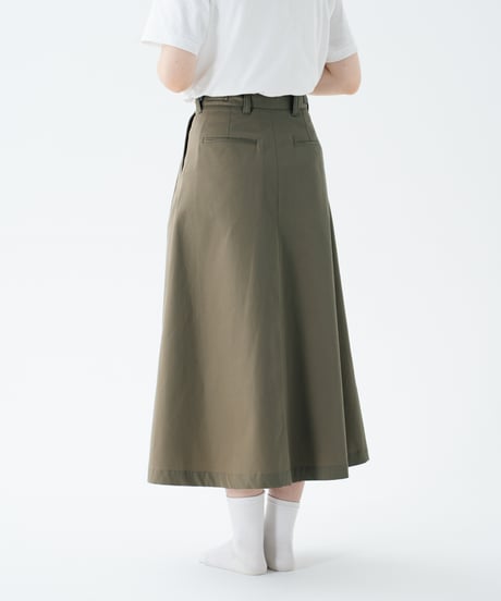 #-70 Ventile gabardine 2tuck skirt (Khaki)