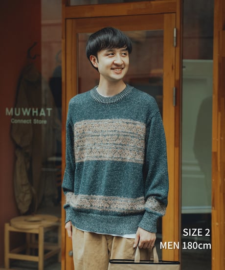 #-68 Fair isle pattern jacquard knit (Green)