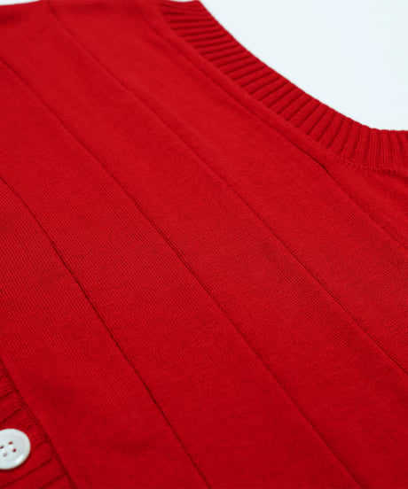 #-09 Giza cotton vneck knit vest (Red)