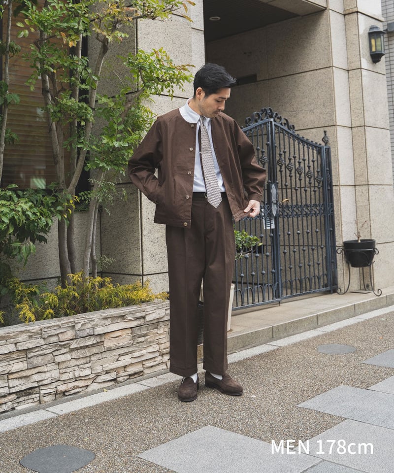 05 Ventile gabardine roundneck blouson (Brown