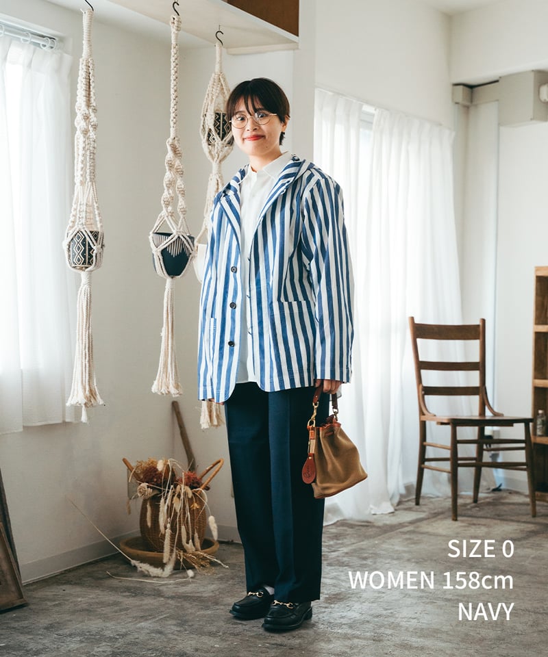 47 Wool mix 2tuck slacks (Navy) | UNFOLK