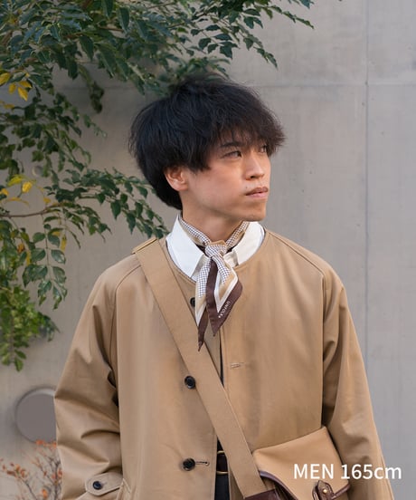 #-14 Hand print silk scarf (Beige)