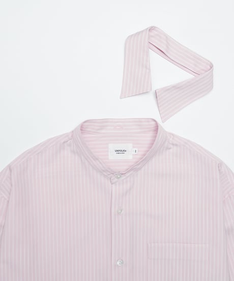 #-78 2way detachable collar stripe shirt (Pink)