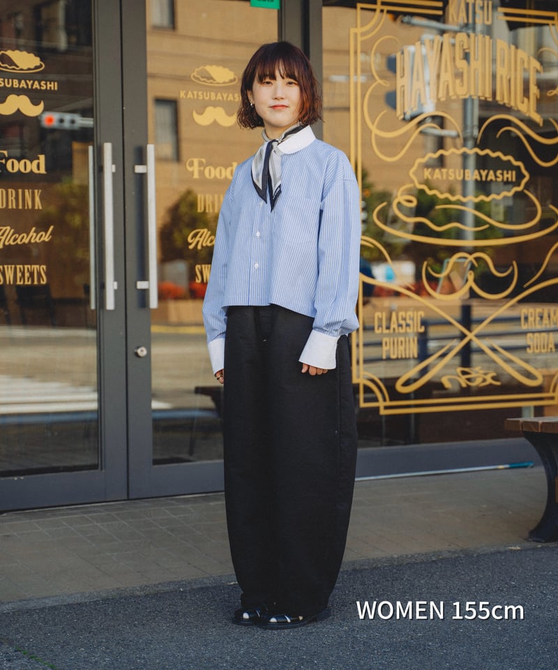 トップス Unfolk 2way detachable collar shirt Navy 61 2way detachable collar short sleeve stripe