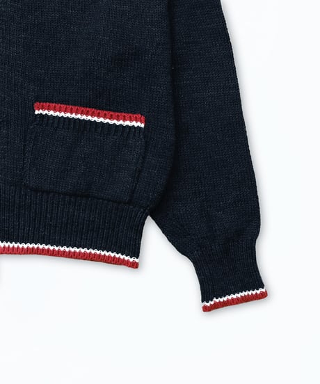 #-77 5G lily cotton knit polo blouson (Navy)