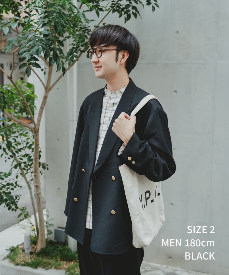 22 4B relax double blazer (Black) | UNFOLK