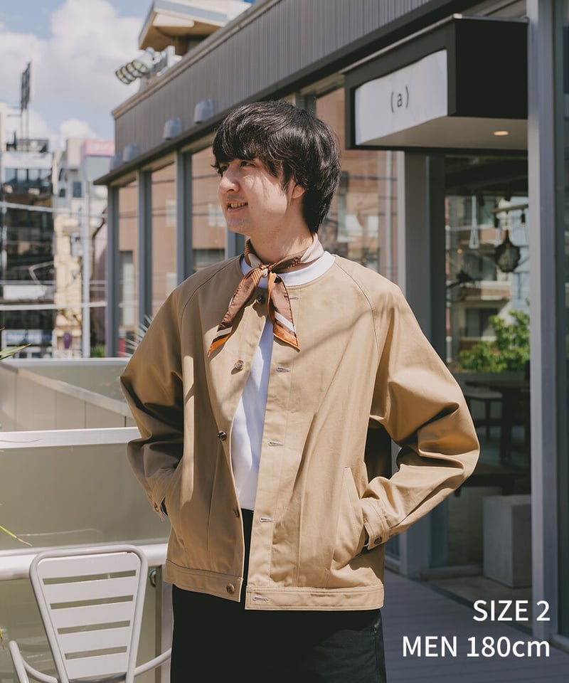 05 Ventile gabardine nocollar blouson (Beige)
