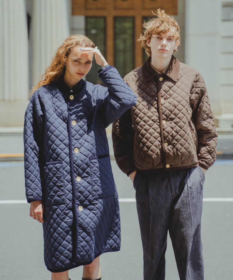 71 Diamond Quilt 2way blouson (Navy) | UNFOLK
