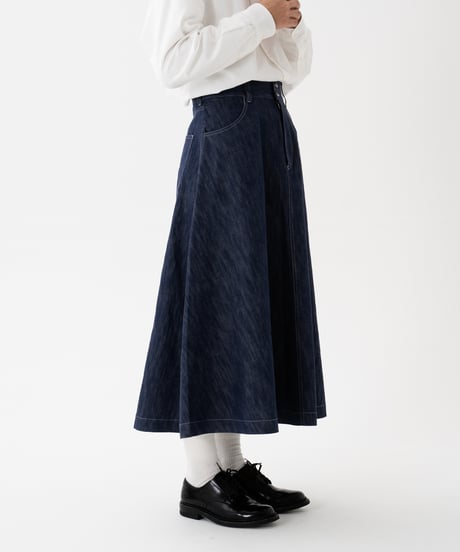 #-58 EX. Rigid denim flare skirt