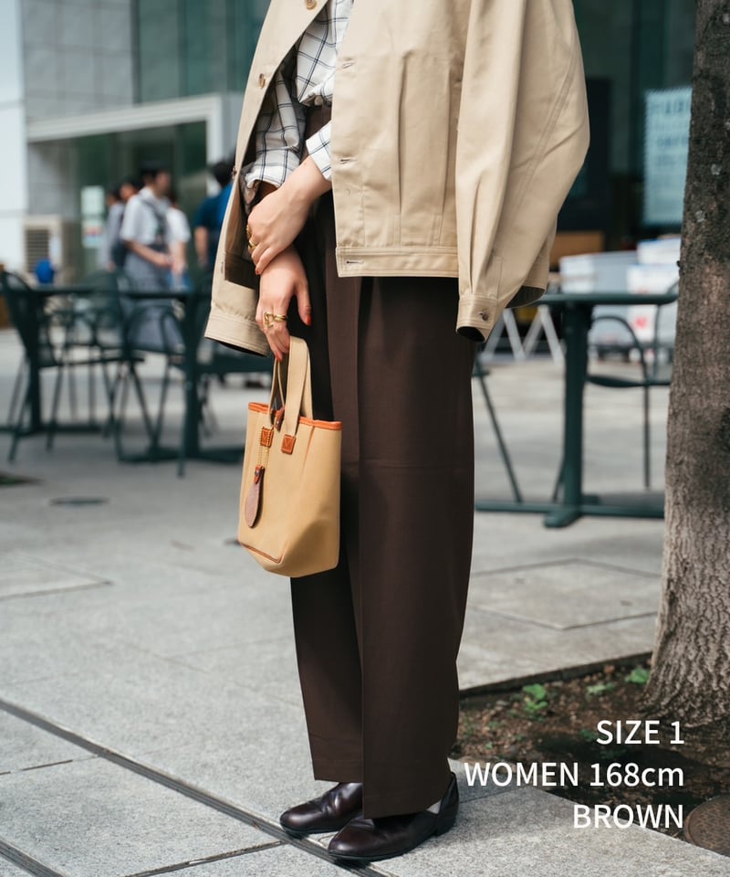 47 Wool mix 2tuck slacks (Navy) | UNFOLK