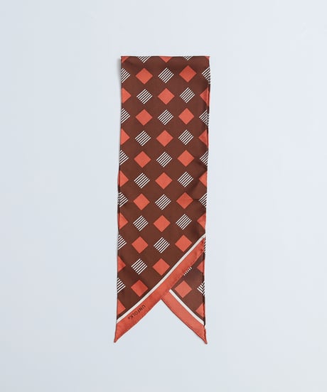 #-25 Hand print silk scarf (Brown)