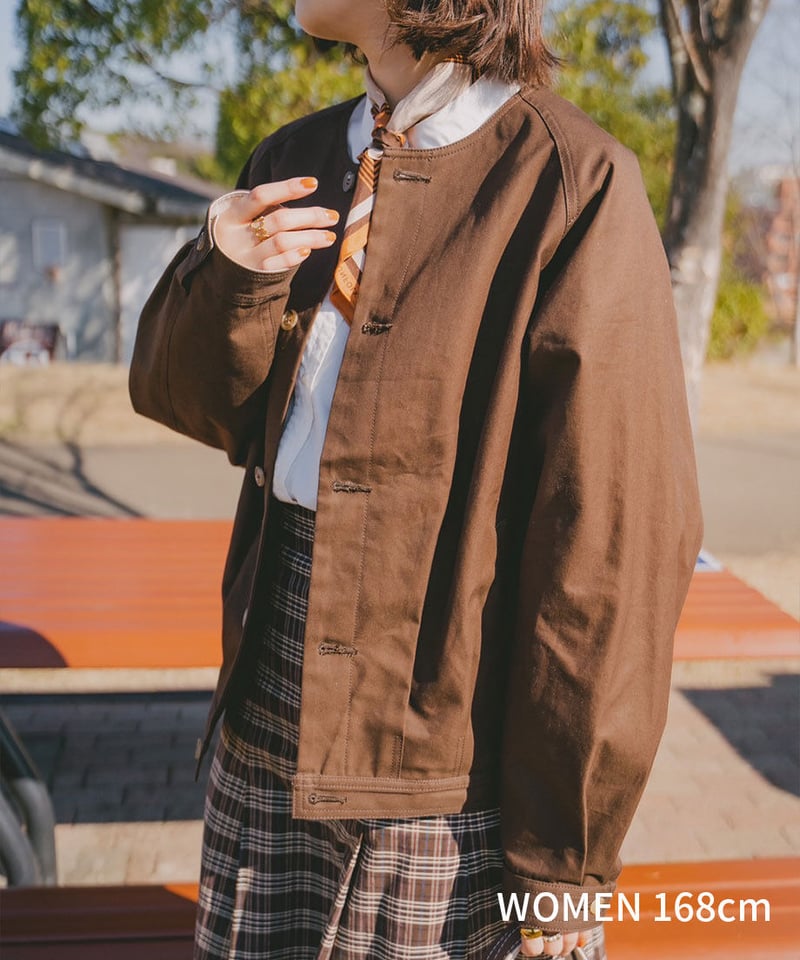 05 Ventile gabardine roundneck blouson (Brown