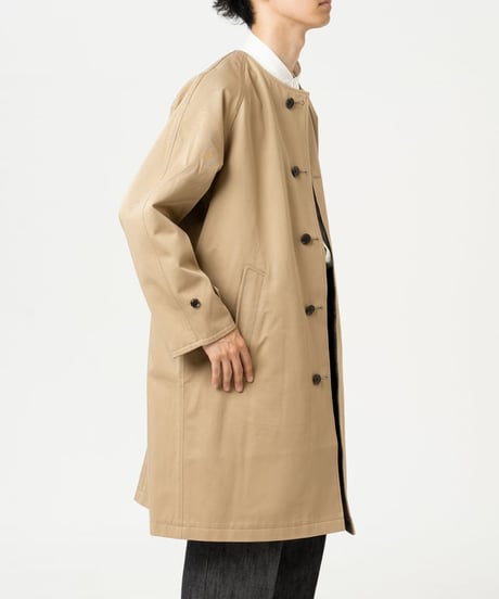 #-27 Reversible nocollar coat  (Beige)
