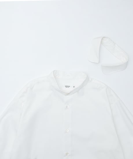#-44 2way detachable collar shirt onepiece (White)