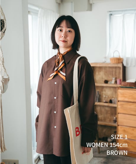 #-41 2way detachable collar wool shirt（Brown）