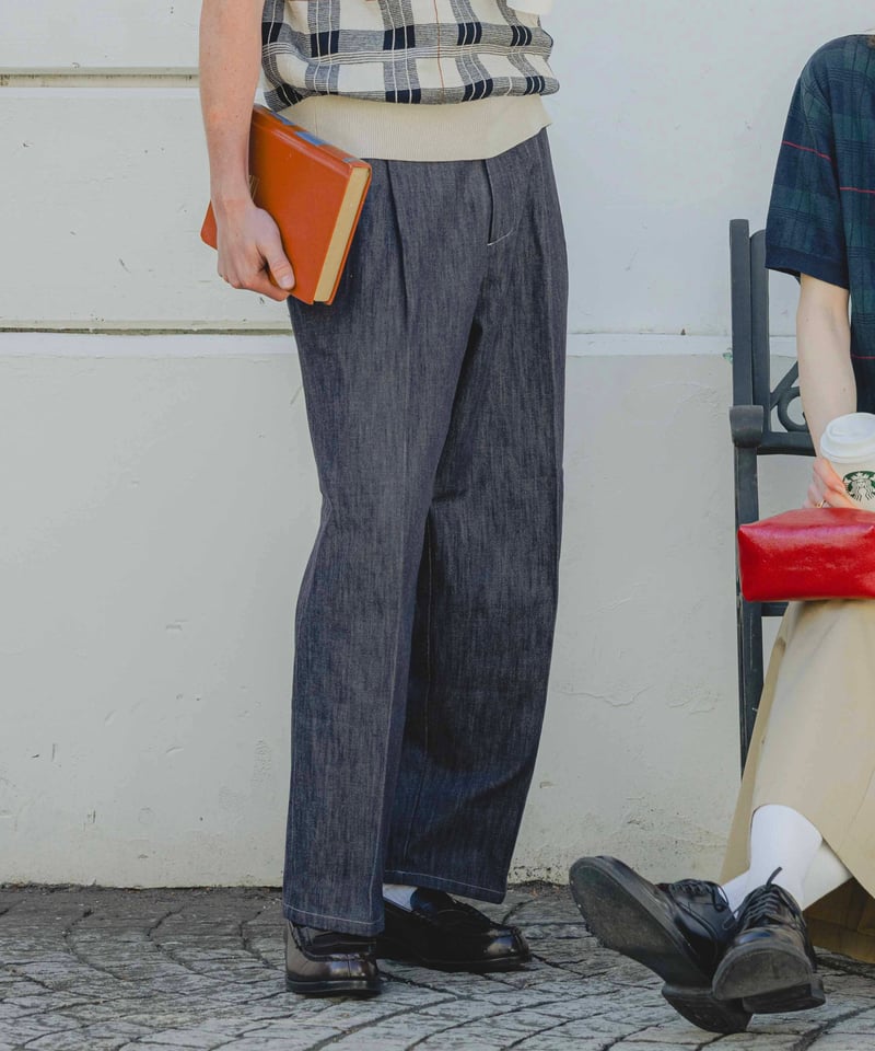 24 Rigid denim 2tuck straight pants | UNFOLK